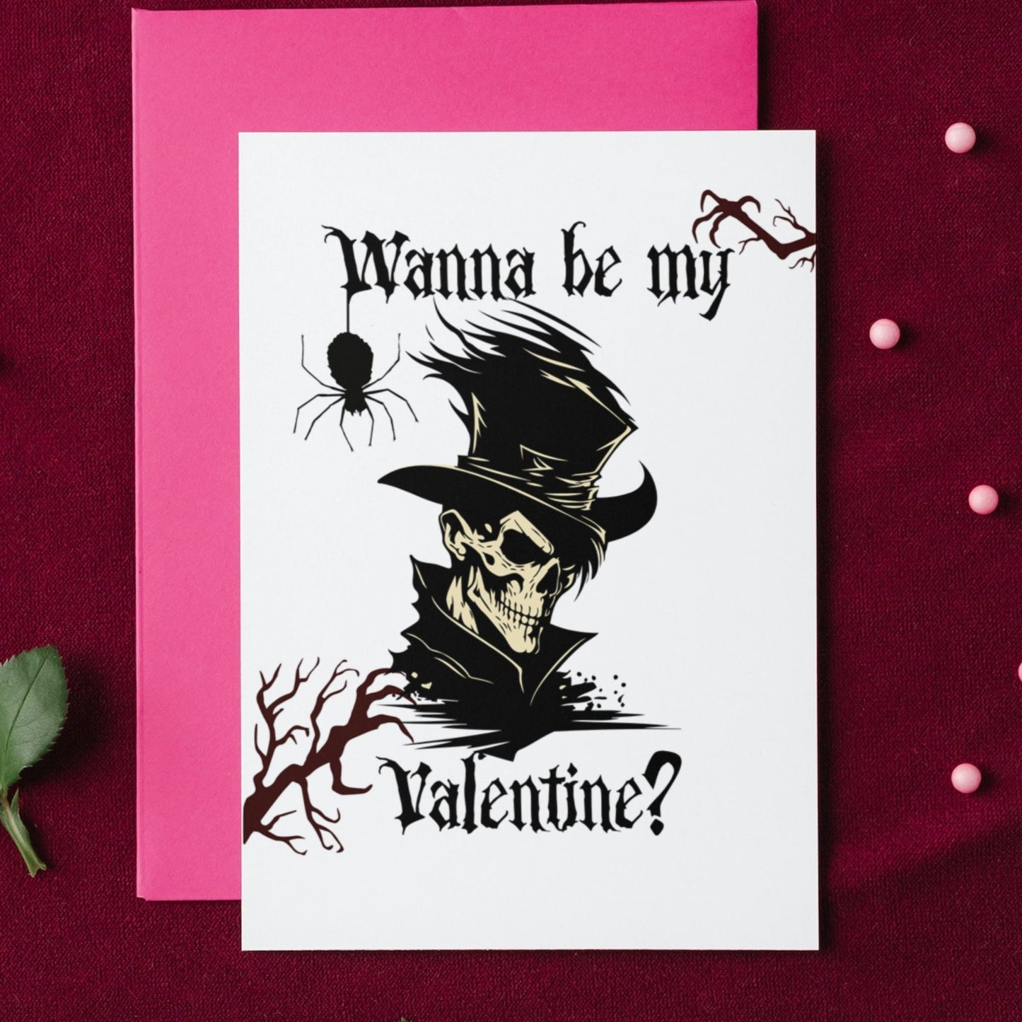Printable Gothic Valentine's Card Skeleton Gentleman