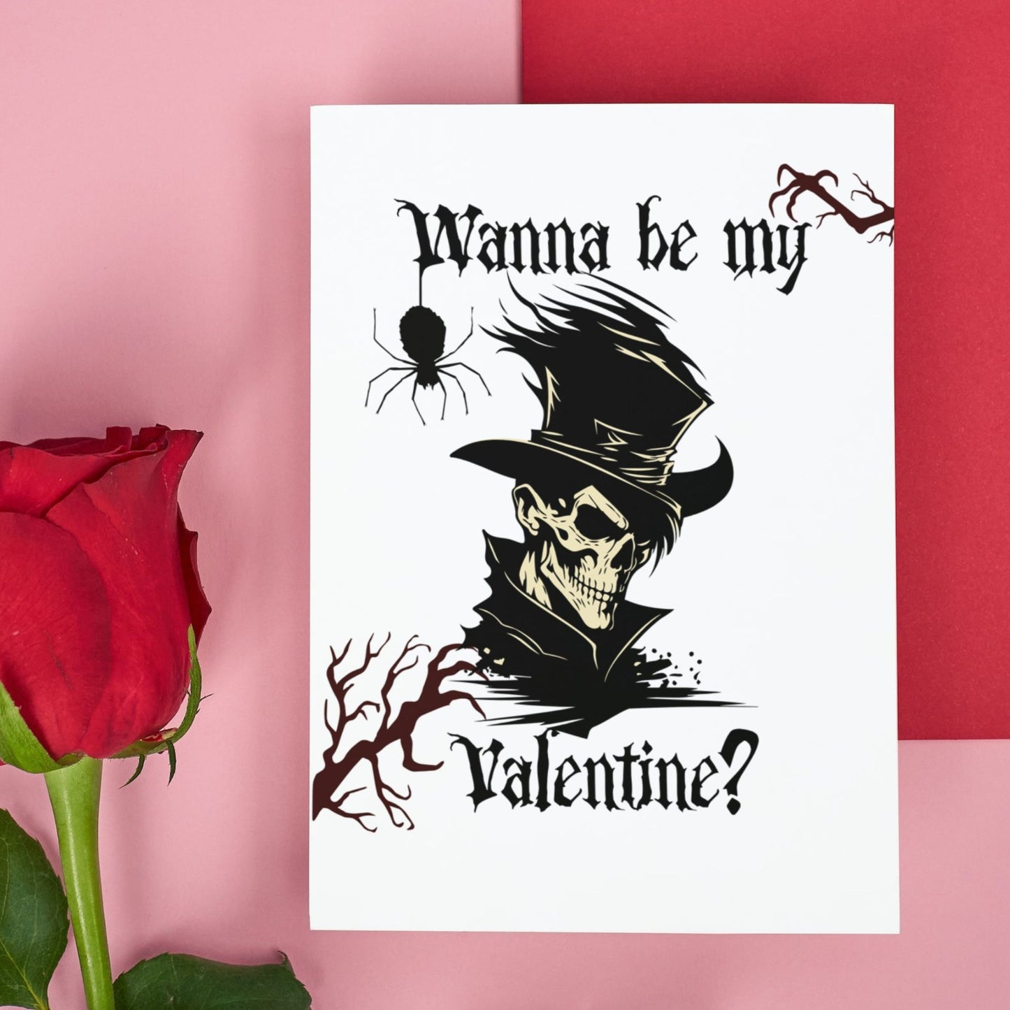 Printable Gothic Valentine's Card Skeleton Gentleman