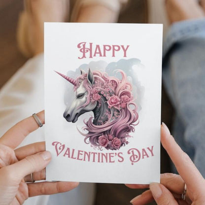 Printable Gothic Valentine's Card Pink Unicorn