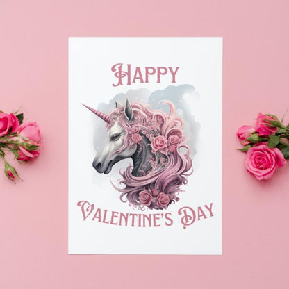 Printable Gothic Valentine's Card Pink Unicorn