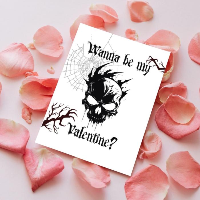 Printable Horror Skull Valentine's Card Gothic Gift