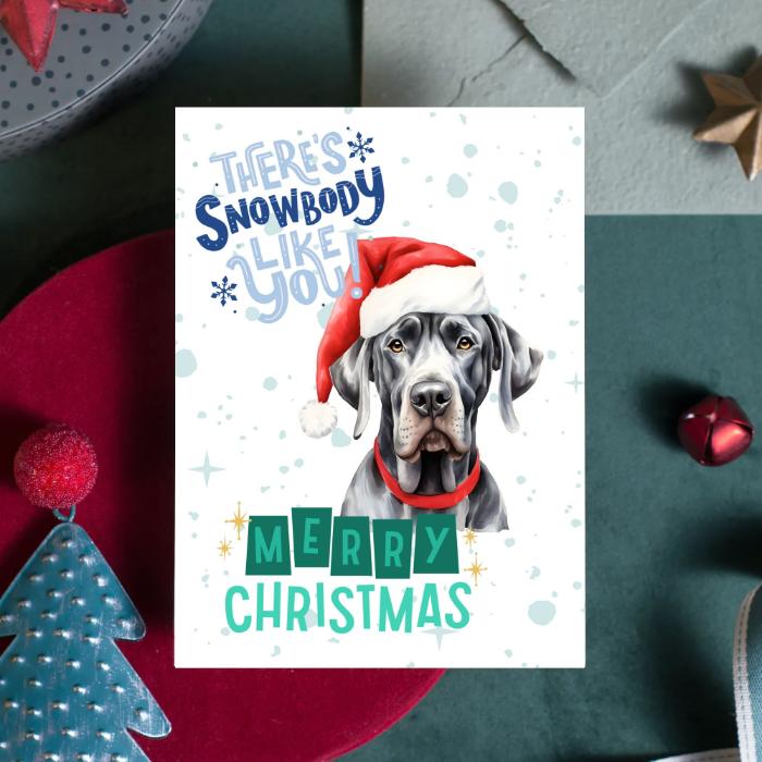 Great Dane Printable Christmas Card There's Snowbody Like You