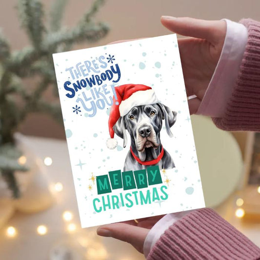 Great Dane Printable Christmas Card There's Snowbody Like You