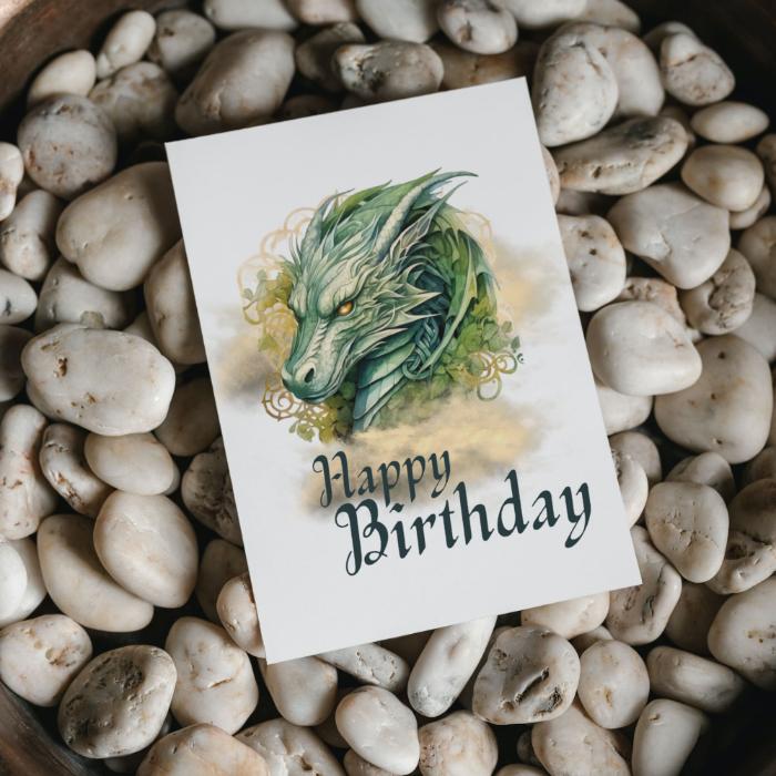 Printable Fierce Dragon Birthday Card Celtic