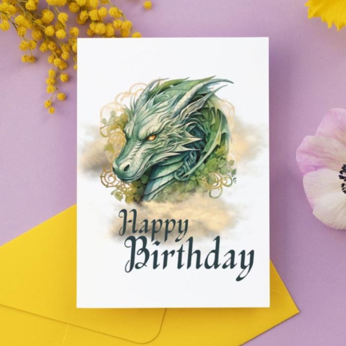 Printable Fierce Dragon Birthday Card Celtic