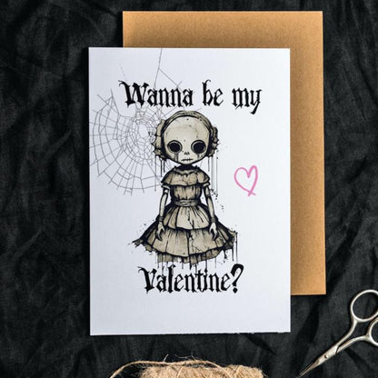 Printable Gothic Valentine's Card Crying Creepy Doll