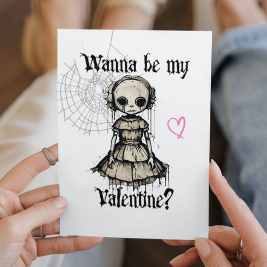 Printable Gothic Valentine's Card Crying Creepy Doll