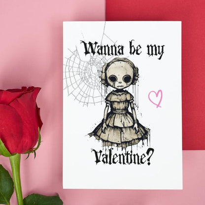 Printable Gothic Valentine's Card Crying Creepy Doll