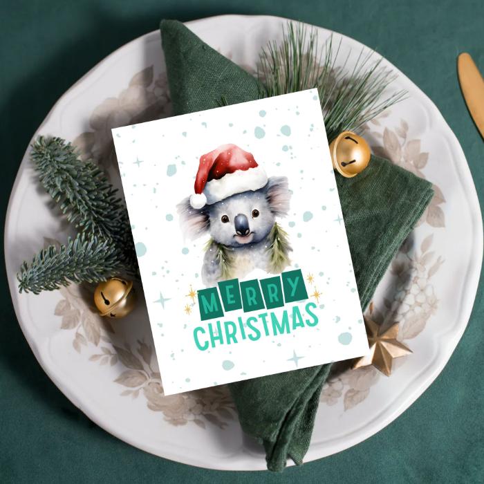 Printable Koala Christmas Card 5x7 Holiday Print