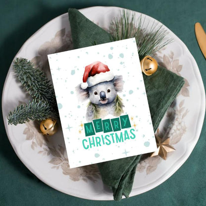 Printable Koala Christmas Card 5x7 Holiday Print