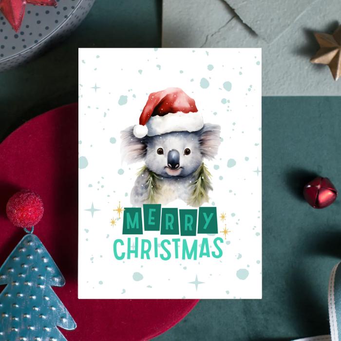 Printable Koala Christmas Card 5x7 Holiday Print