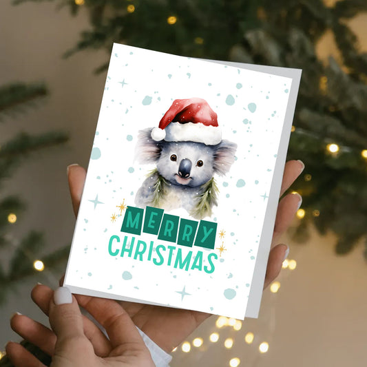 Printable Koala Christmas Card 5x7 Holiday Print