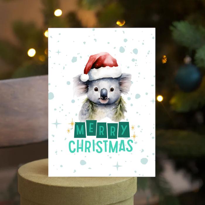 Printable Koala Christmas Card 5x7 Holiday Print