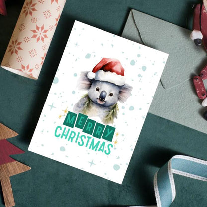 Printable Koala Christmas Card 5x7 Holiday Print