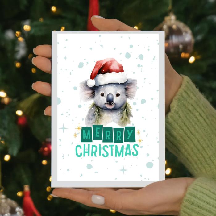 Printable Koala Christmas Card 5x7 Holiday Print