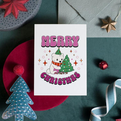 Printable Lesbian Christmas Card Merry Christmas Polar Bear