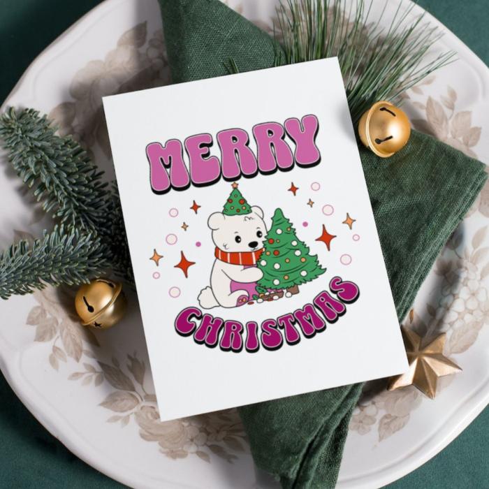 Printable Lesbian Christmas Card Merry Christmas Polar Bear