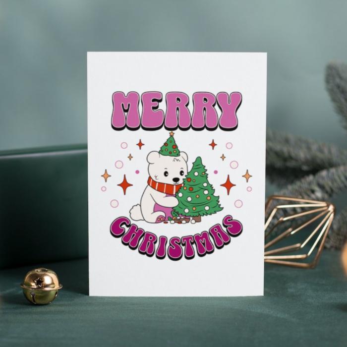 Printable Lesbian Christmas Card Merry Christmas Polar Bear