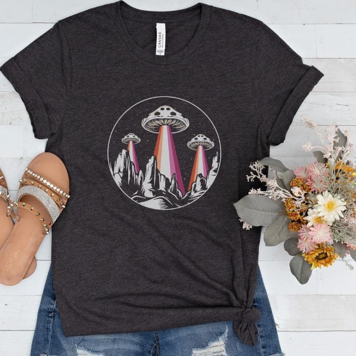 Lesbian Pride Shirt Alien Abduction UFO