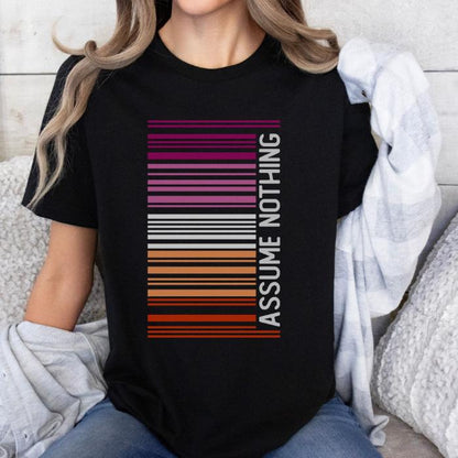 Lesbian Pride Shirt Barcode Assume Nothing