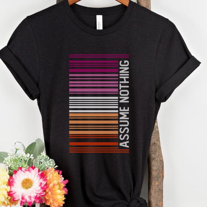 Lesbian Pride Shirt Barcode Assume Nothing