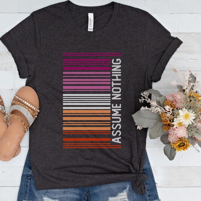 Lesbian Pride Shirt Barcode Assume Nothing