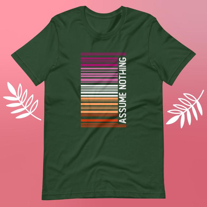 Lesbian Pride Shirt Barcode Assume Nothing