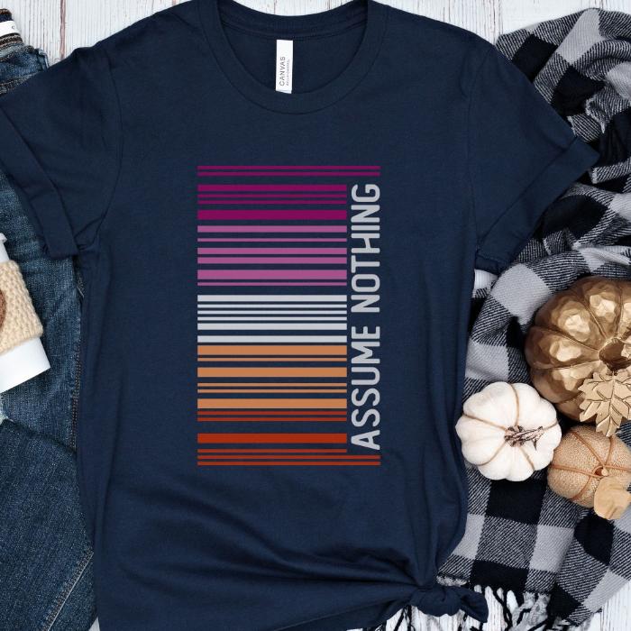 Lesbian Pride Shirt Barcode Assume Nothing