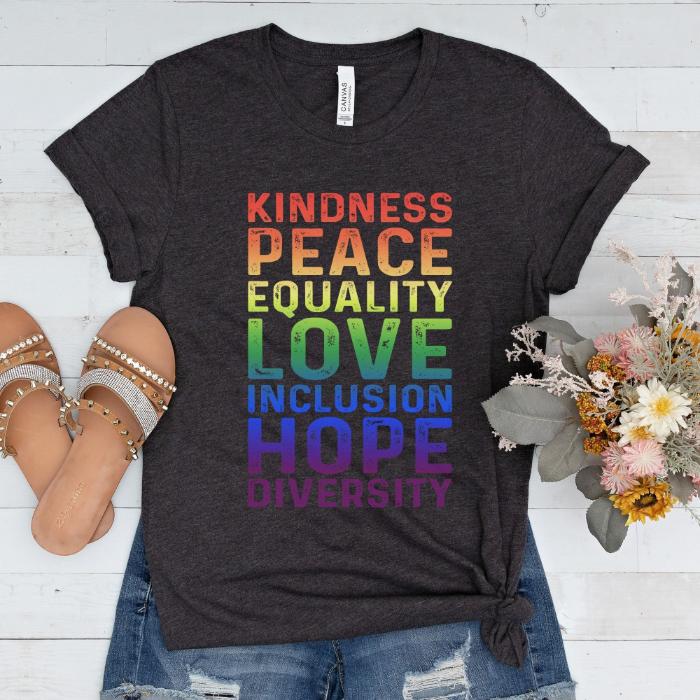 Diversity Shirt - Kindness Peace Equality Love Inclusion Hope Diversity