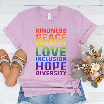 Diversity Shirt - Kindness Peace Equality Love Inclusion Hope Diversity