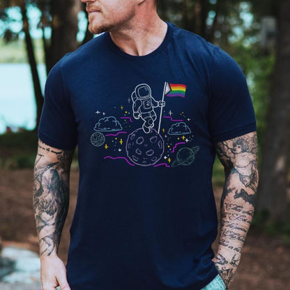 Progress Pride Shirt Astronaut With Flag On Moon