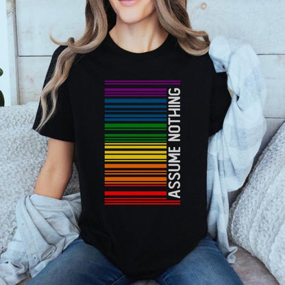 Rainbow Pride Shirt Barcode Assume Nothing