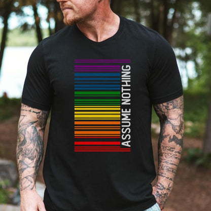 Rainbow Pride Shirt Barcode Assume Nothing