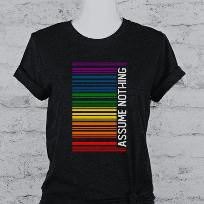 Rainbow Pride Shirt Barcode Assume Nothing