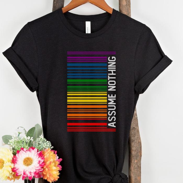 Rainbow Pride Shirt Barcode Assume Nothing