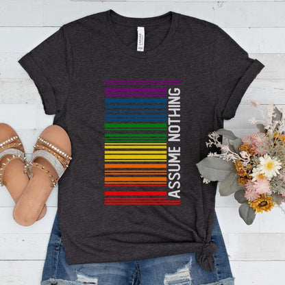 Rainbow Pride Shirt Barcode Assume Nothing