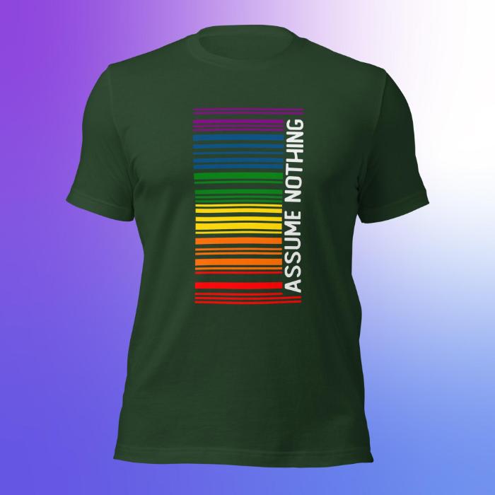 Rainbow Pride Shirt Barcode Assume Nothing