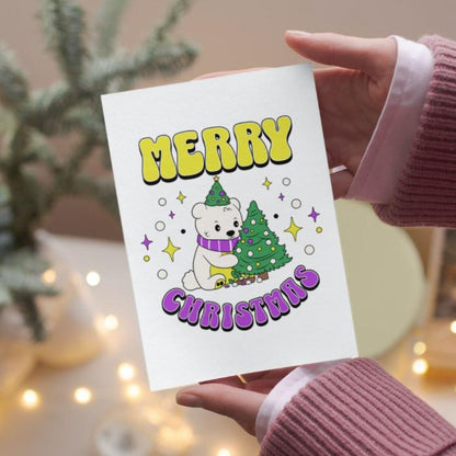 Printable Nonbinary Christmas Card Merry Christmas Polar Bear