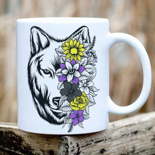 Nonbinary Mug Wolf With Flowers