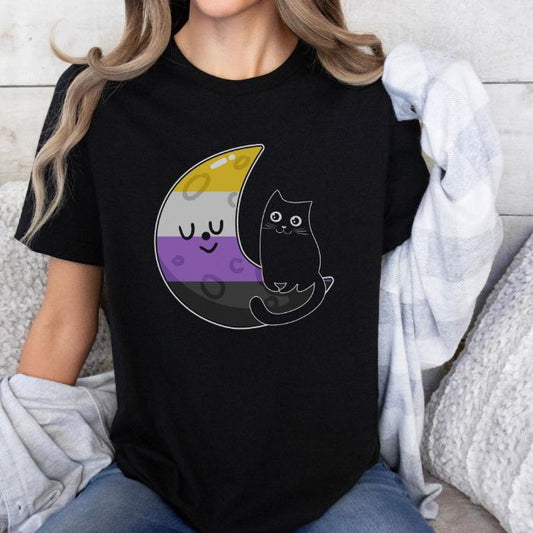 Nonbinary Shirt Cat On the Moon