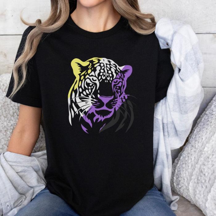 Nonbinary Shirt Leopard - Wildlife Nonbinary Pride Tee