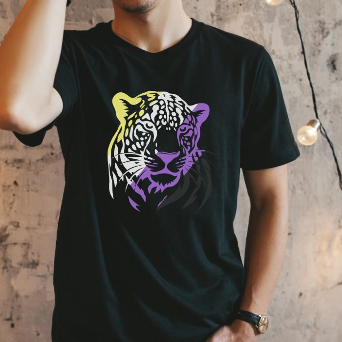 Nonbinary Shirt Leopard - Wildlife Nonbinary Pride Tee