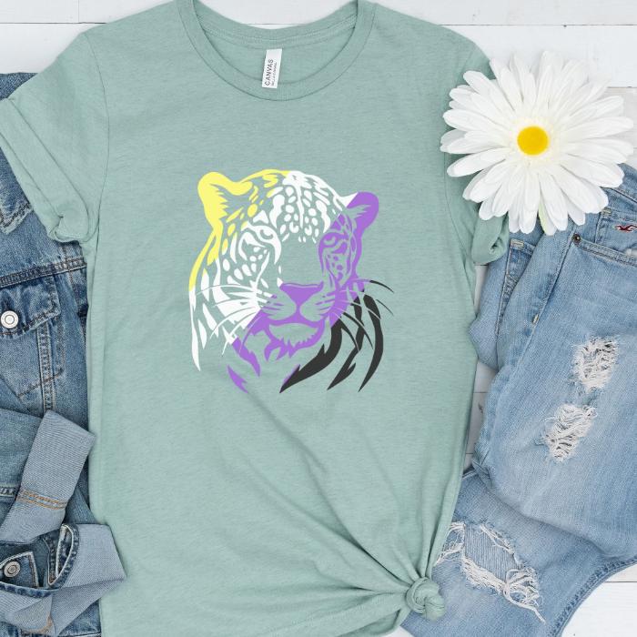 Nonbinary Shirt Leopard - Wildlife Nonbinary Pride Tee