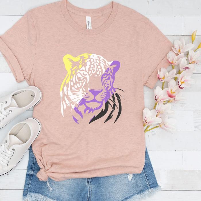 Nonbinary Shirt Leopard - Wildlife Nonbinary Pride Tee