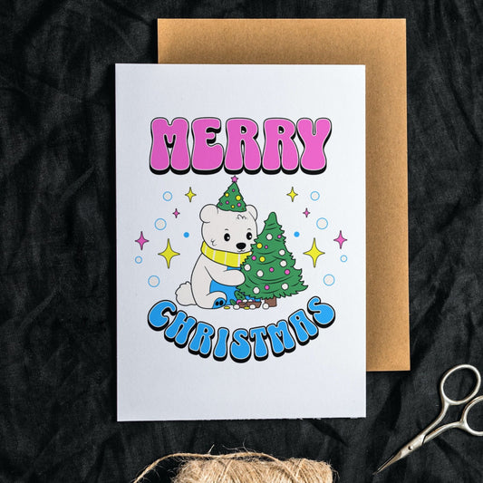 Printable Pansexual Christmas Card Merry Christmas Polar Bear