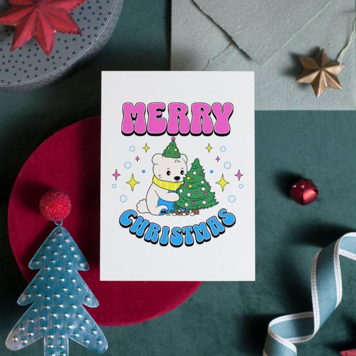 Printable Pansexual Christmas Card Merry Christmas Polar Bear