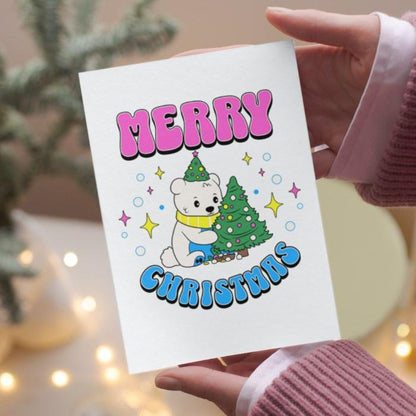 Printable Pansexual Christmas Card Merry Christmas Polar Bear