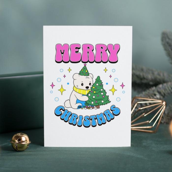 Printable Pansexual Christmas Card Merry Christmas Polar Bear