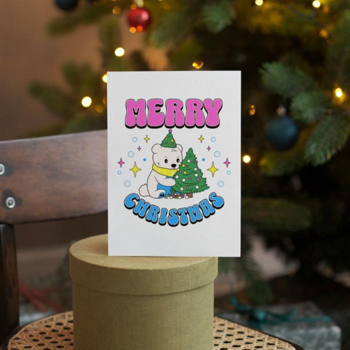 Printable Pansexual Christmas Card Merry Christmas Polar Bear