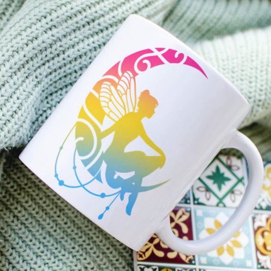 Pansexual Pride Mug Fairy Relaxing On The Moon